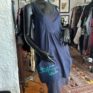 Double layer cotton dress with French graffiti